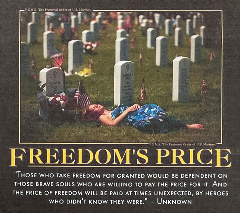 Freedom is never without cost.