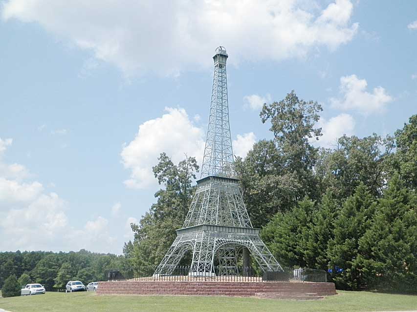 Small-scale replica of the Eiffel Tower in Paris, Tennessee.