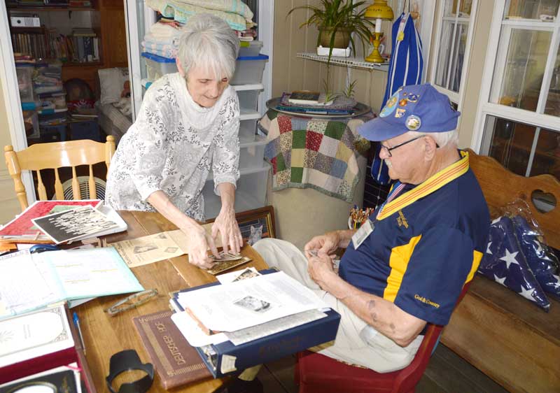 Patricia Anne Schaeffer donates artifacts of her Father a World War 11 Veteran to the Cecil D. Buchanan Museum of Military History at American Legion Post 214, Wade Hampton Blvd.