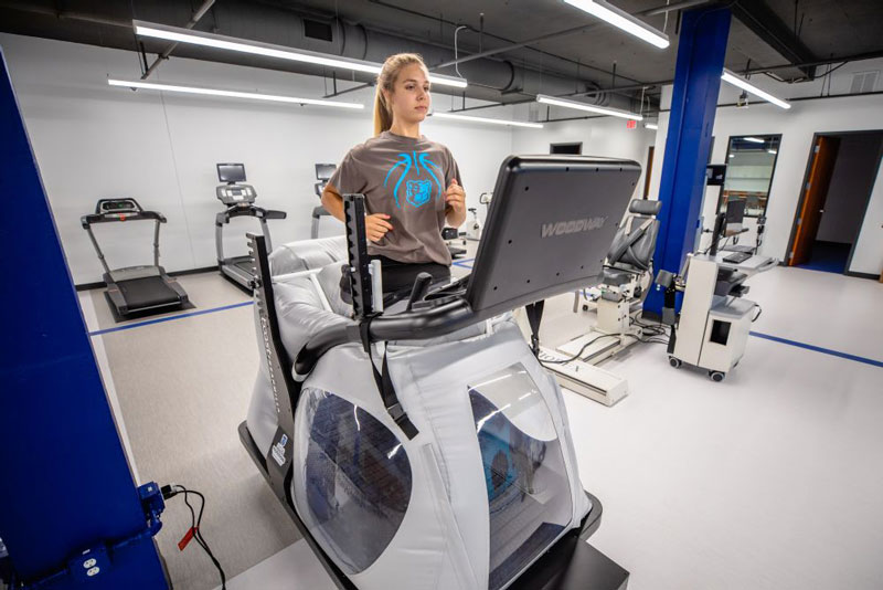 BJU Student in Exercise Lab