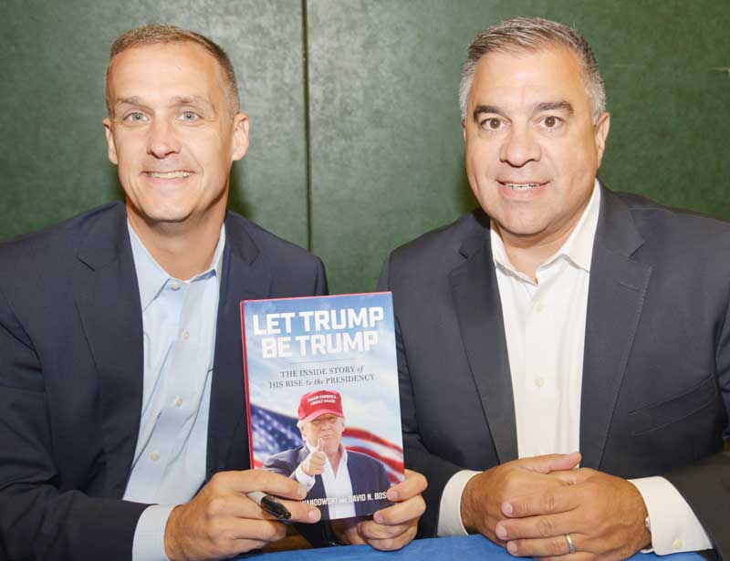 Main speakers Corey Lewandowski (left) and David Bossie of the Trump campaign, authors of Let Trump Be Trump.