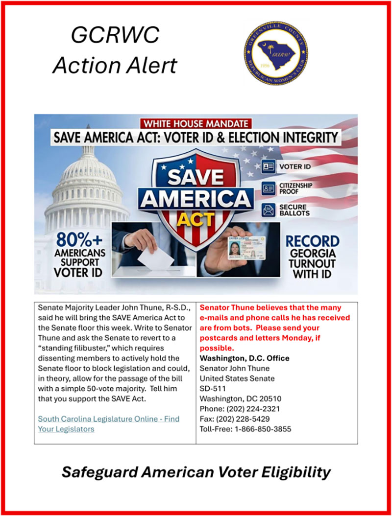 GCRWC Action Alert SAVE America Act