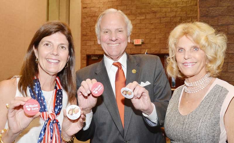 Gov. Henry McMaster, First Lady Peggy McMaster (right) and running mate Pamela Evette.