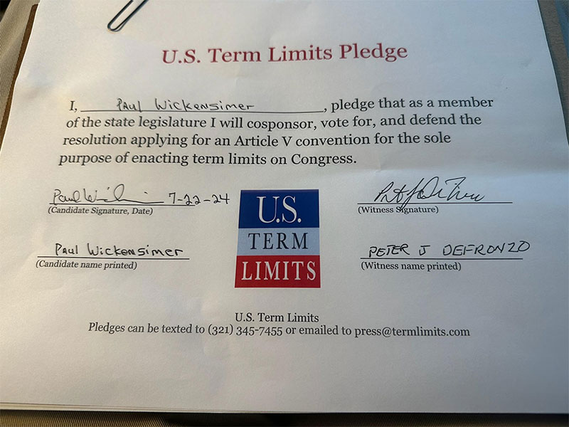 Paul Wickensimer Pledge Term Limits