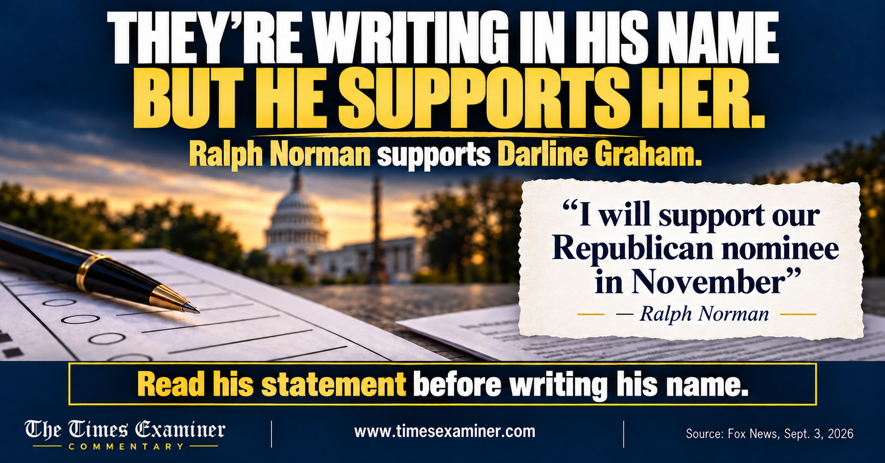 Ralph Norman X Post Supports Darline Graham hero image