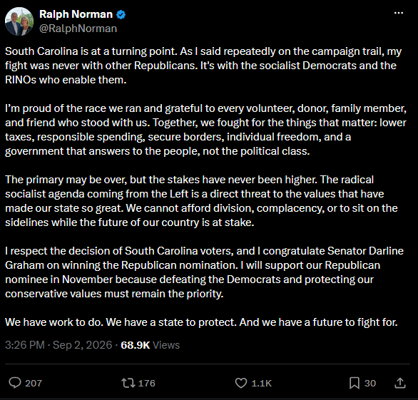 Ralph Norman X Post Supports Darline Graham