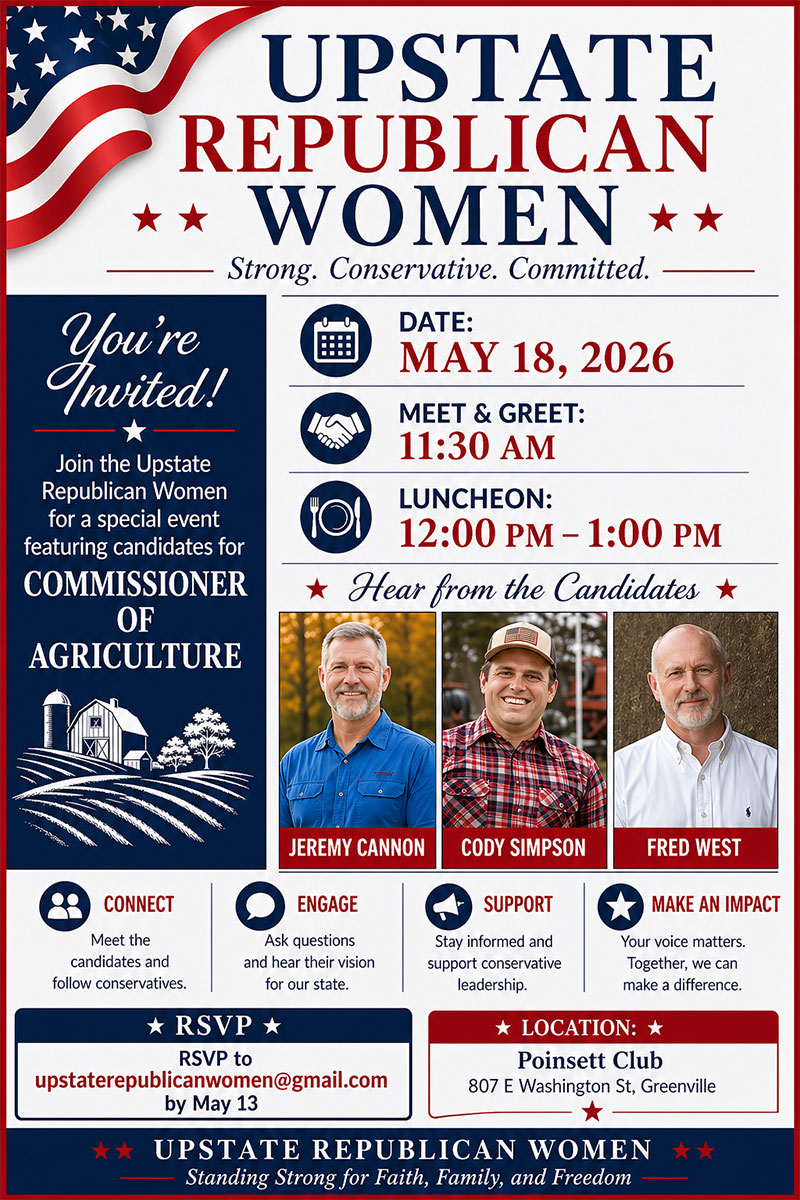 SC Commissioner of Agriculture Candidates Upsate Republican Women May 2026