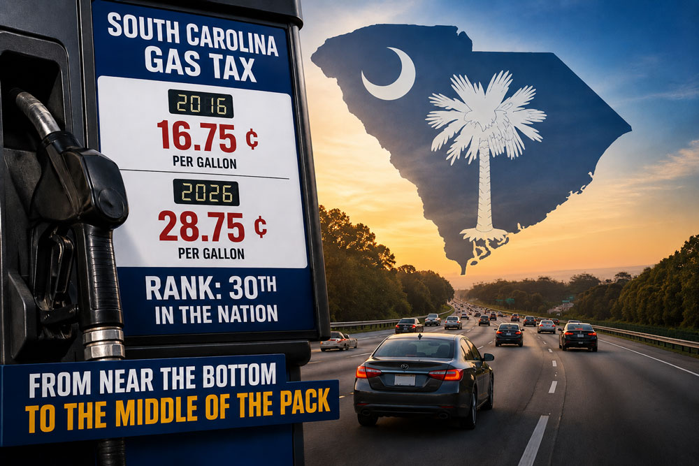 South Carolina Gas Tax Climbs From Near Bottom Nationally to 30th in 2026