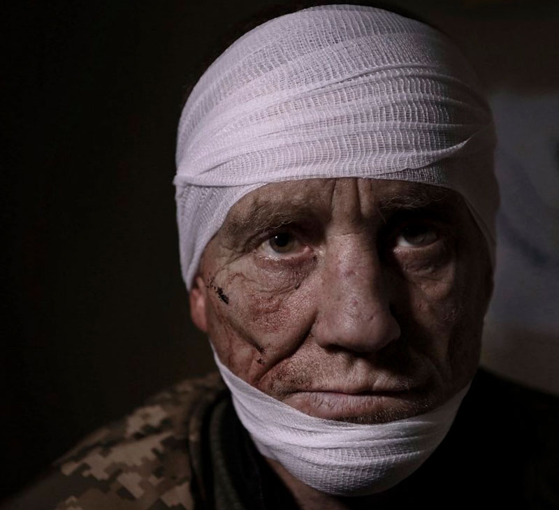 Ukrainian soldier, age 51, at Bakhmut medical stabilization point   