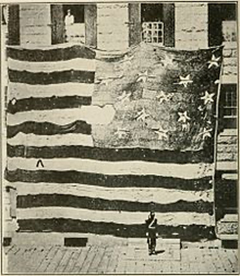 The huge banner that still waved. On September 14, 1814,  Fort McHenry, Baltimore.