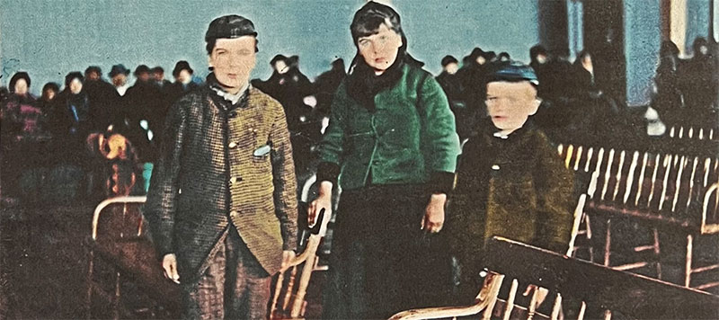 Probably photo of Annie Moore and her two brothers abord the S.S. Nevada, December 1891, before they embarked on Ellis Island on January 1, 1892.