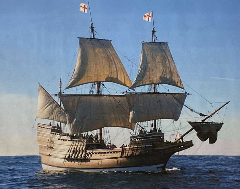 Mayflower II under full sail off Cape Cod - 2013