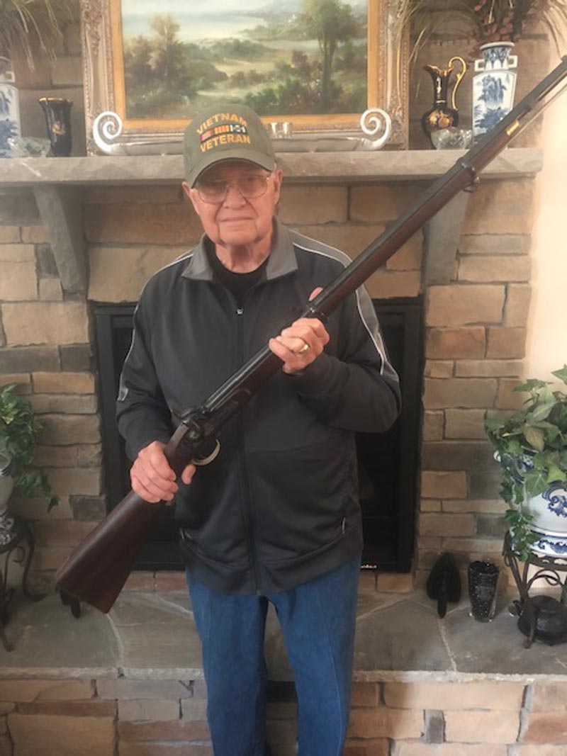 Author Mike Scruggs with British Enfield .58 caliber rifle used by Morgan’s 2nd Kentucky Cavalry, CSA.