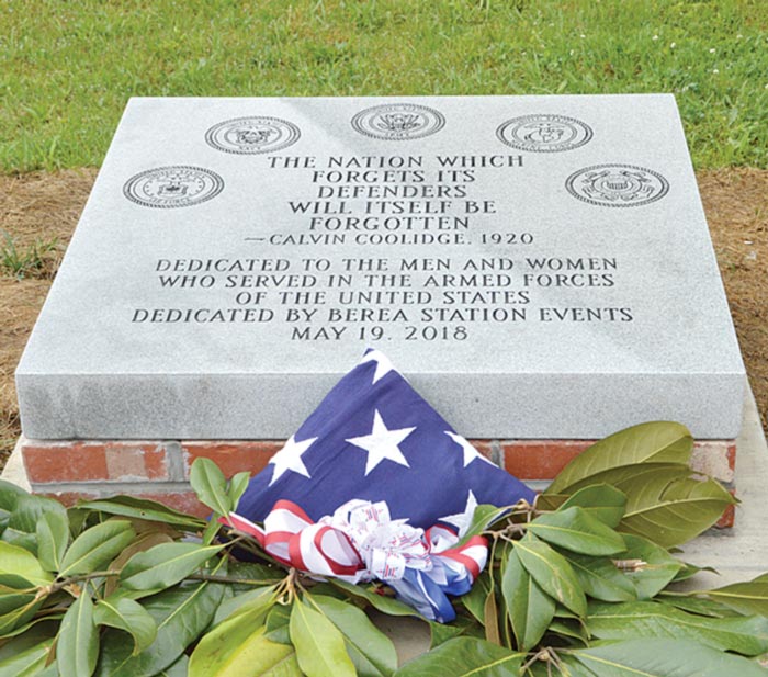 Veterans Monument located on Swamp Rabbit Trail is dedicated by Berea Station Events to the men and women who served in the Armed Forces of the United States.
