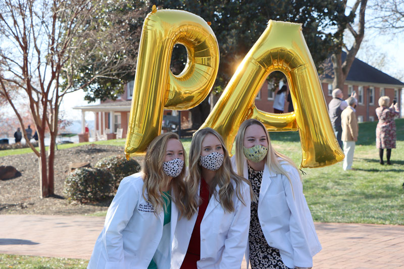 Members of North Greenville University’s Physician Assistant (PA) 2021 Cohort receive their white coats at a ceremony on the Tigerville Campus on Fri., Dec. 11.