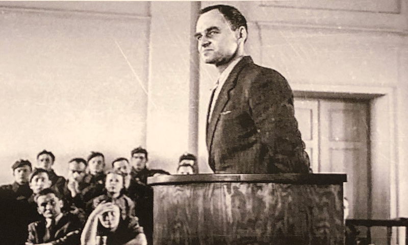Pilecki on trial by Polish Communist Court in May 1948, two weeks before he was executed.